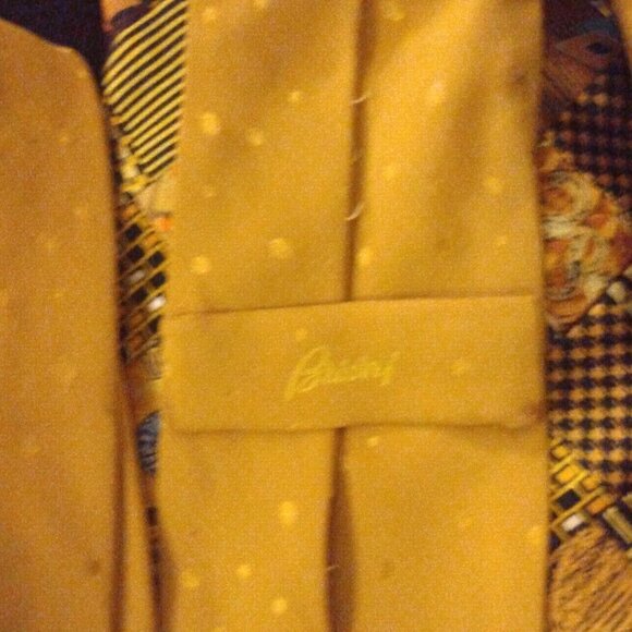 ❤️BRIONI ITALY Patchwork 100% Silk Yellow Luxurious Tie 61x4 - Picture 8 of 11